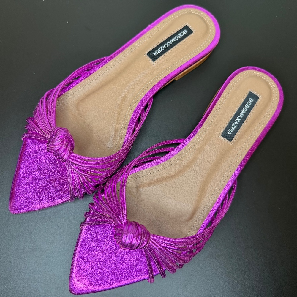 NWT  BCBGMAXAZRIA Vada Knotted Leather Slides.